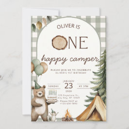 Invitación One Happy Camper Birthday Invitation Camping 1st