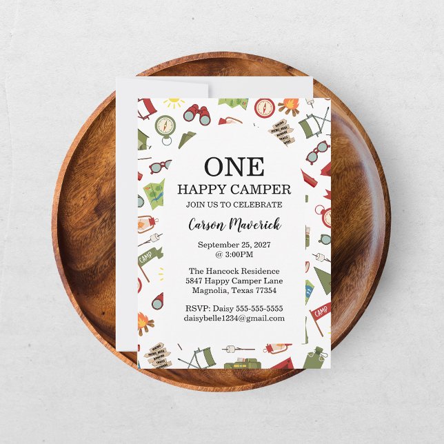Invitación One Happy Camper Boys Birthday  (Subido por el creador)
