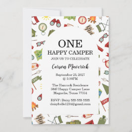 Invitación One Happy Camper Boys Birthday 