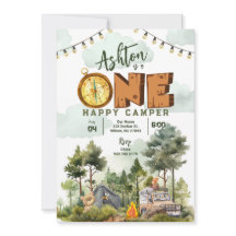 One Happy Camper First Birthday Invitation