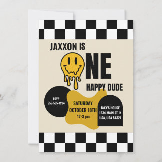 Invitación ONE Happy Dude Birthday Invitation