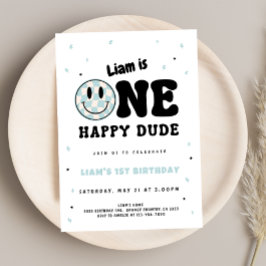 Invitación One Happy Dude Checkered