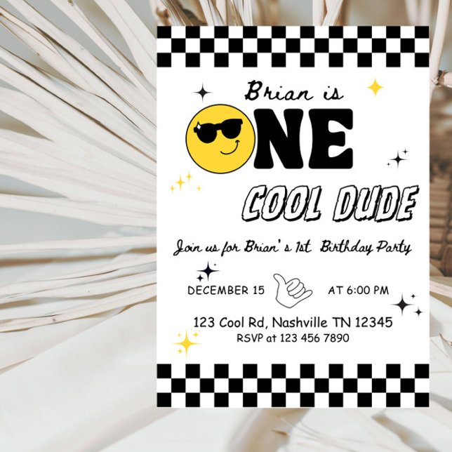 Invitación One Happy Dude – Cool & Fun Boy 1st Birthday Party (Subido por el creador)