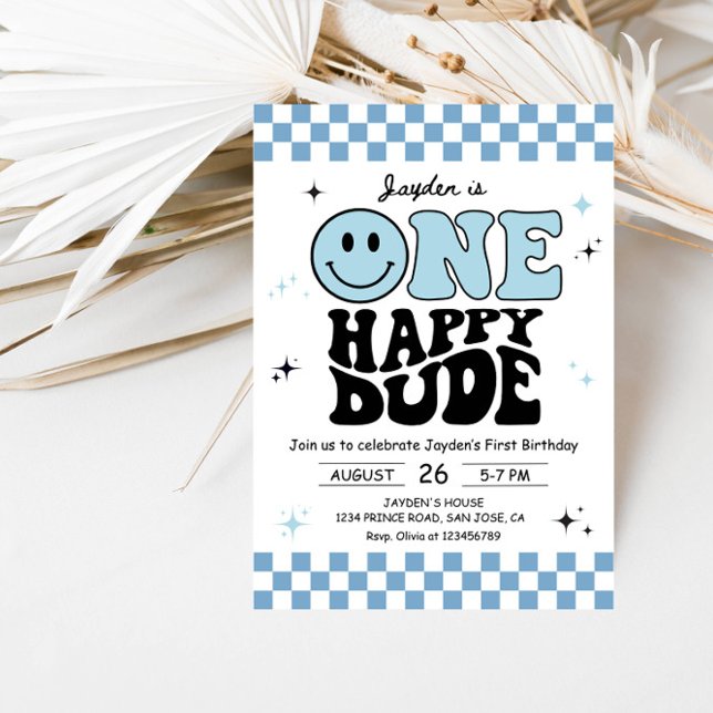 Invitación One Happy Dude - Fun 1st Birthday Boy Party (Subido por el creador)