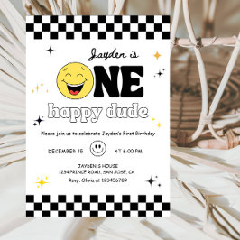 Invitación One Happy Dude - Fun 1st Birthday Boy Party