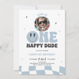 INVITACIÓN ONE HAPPY DUDE INVITATION, 1ST BIRTHDAY INVITATION