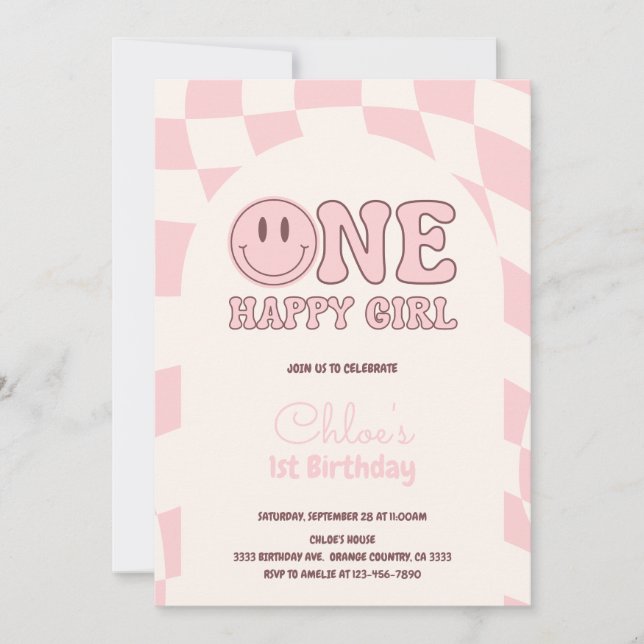 Invitación One Happy Girl Invitation (Anverso)