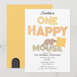 Invitación One Happy Mouse Invite 1st Cute Birthday