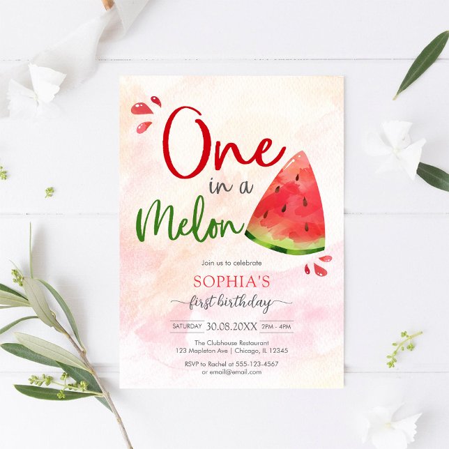 Invitación One In A Melon 1st Birthday Invitation (Subido por el creador)