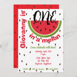 Invitación One in a Melon 1st Birthday Party
