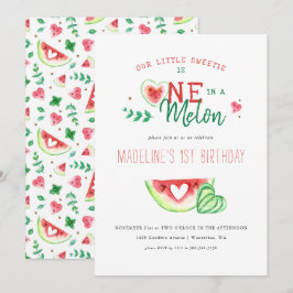 Invitación One In A Melon | Cumpleaños de sandía