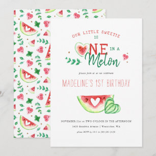 Invitación One In A Melon   Cumpleaños de sandía