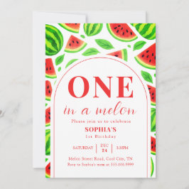 Invitación One In A Melon Watermelon 1st Birthday 