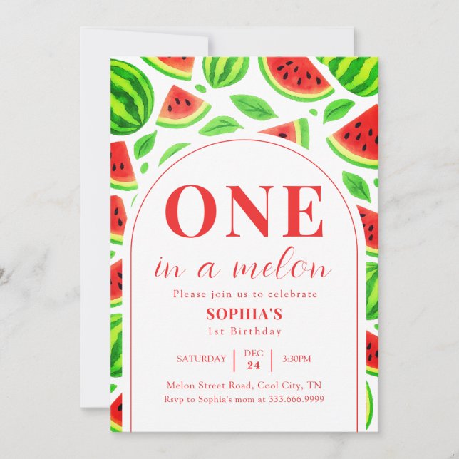 Invitación One In A Melon Watermelon 1st Birthday Photo (Anverso)