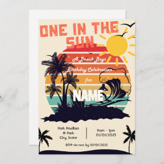 Invitación One in the Sun, a Beach Boys Birthday Invitation