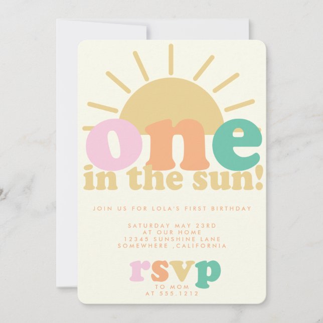 Invitación One In The Sun Invite (Anverso)