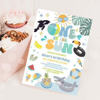 Invitación One In The Sun Pool Party Summer 1st Birthday