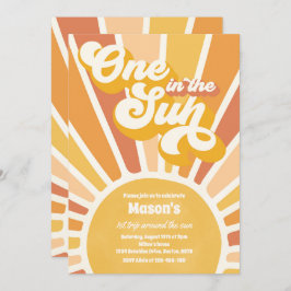 Invitación One In The Sun Retro Sunshine Primer Fiesta de cum