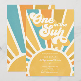 Invitación One In The Sun Sunshine 1er cumpleaños Retro Blue