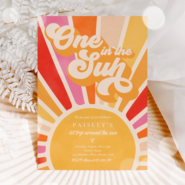 Invitación One In the Sun Sunshine First Birthday Pink Rainbo (Subido por el creador)