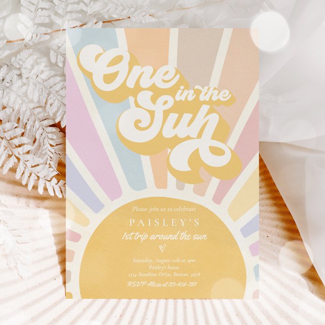 Invitación One In the Sun Sunshine First Birthday Pink Rainbo (Subido por el creador)