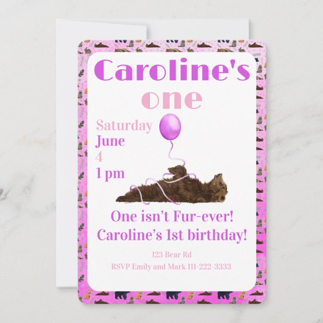 Invitación One isn’t fur-ever 1st Birthday Invitation (Anverso)