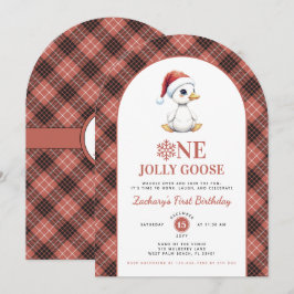 Invitación One Jolly Goose Modern Christmas First Birthday