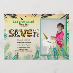 Invitación One Jungle 7º cumpleaños 7 Safari ZOO Photo