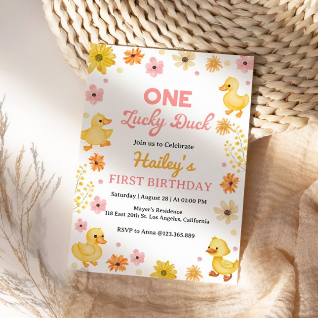 Invitación One Lucky Duck Birthday Invitation (Subido por el creador)