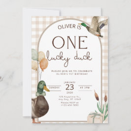 Invitación One Lucky Duck Birthday Invitation Boys First