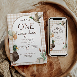 Invitación One Lucky Duck Birthday Invitation Boys First