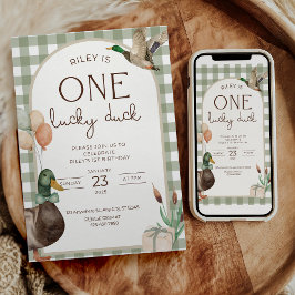 Invitación One Lucky Duck Birthday Invitation Boys First