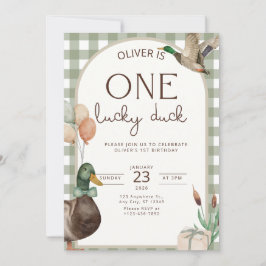 Invitación One Lucky Duck Birthday Invitation Boys First