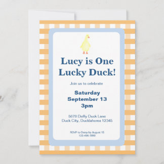 Invitación One Lucky Duck Invitation Template (Orange)