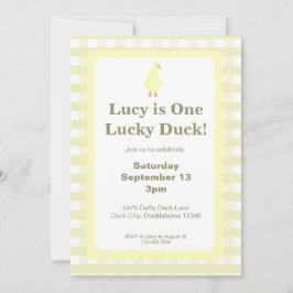 Invitación One Lucky Duck Invitation Template (Pale Yellow)