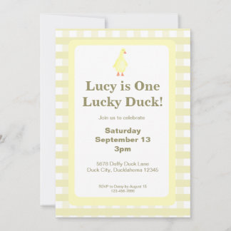 Invitación One Lucky Duck Invitation Template (Pale Yellow)