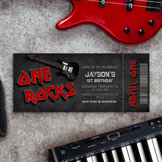 Invitación One Rocks - Boleto de cumpleaños de niño (Subido por el creador)
