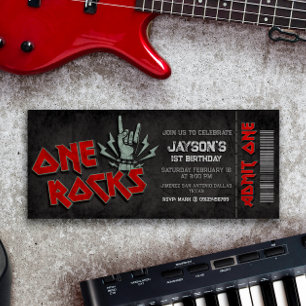 Invitación One Rocks - Boleto de cumpleaños de niño