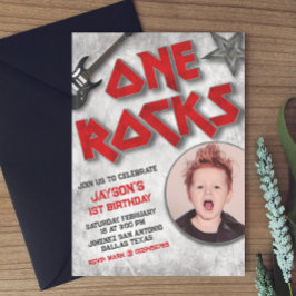 Invitación One Rocks - Rocks One Year with Picture