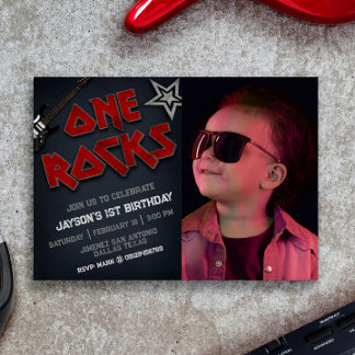 Invitación One Rocks with Picture - Primer cumpleaños