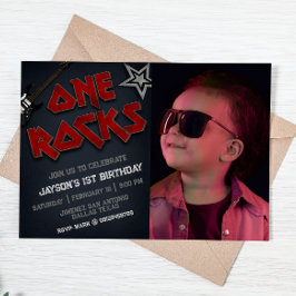Invitación One Rocks with Picture - Primer cumpleaños