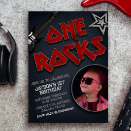 Invitación One Rocks with Picture - Rockstar Primer cumpleaño