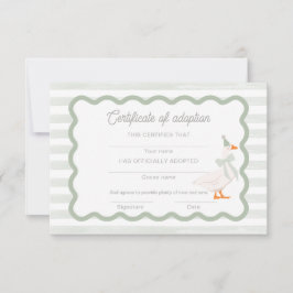 Invitación One Silly Goose 1st Birthday Adoption Certificate