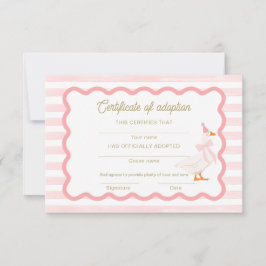 Invitación One Silly Goose 1st Birthday Adoption Certificate