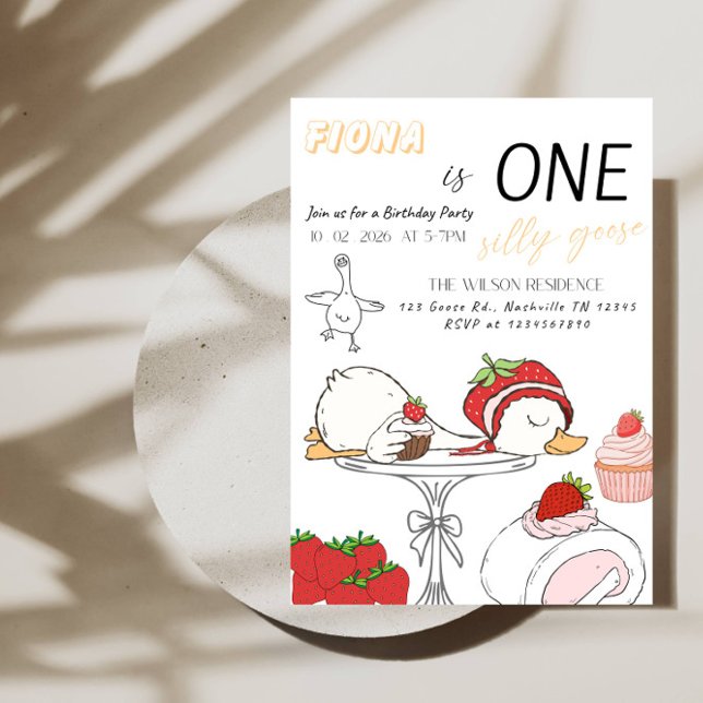 Invitación ONE Silly Goose 1st Birthday-Baby Girl Goose Party (Subido por el creador)