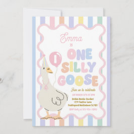Invitación One Silly Goose 1st Birthday Party Spring Birthday