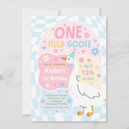 Invitación One Silly Goose 1st Birthday Party Spring Birthday