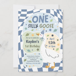 Invitación One Silly Goose 1st Birthday Party Spring Birthday