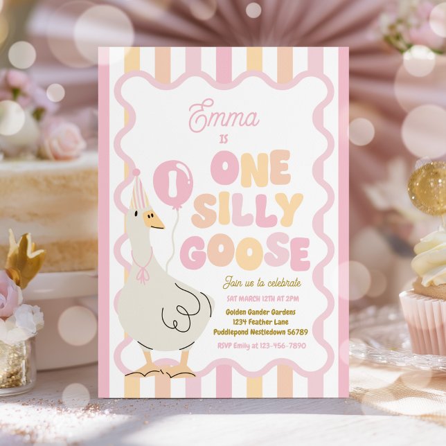 Invitación One Silly Goose 1st Birthday Party Spring Birthday (Subido por el creador)