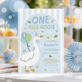 Invitación One Silly Goose 1st Birthday Party Spring Birthday
